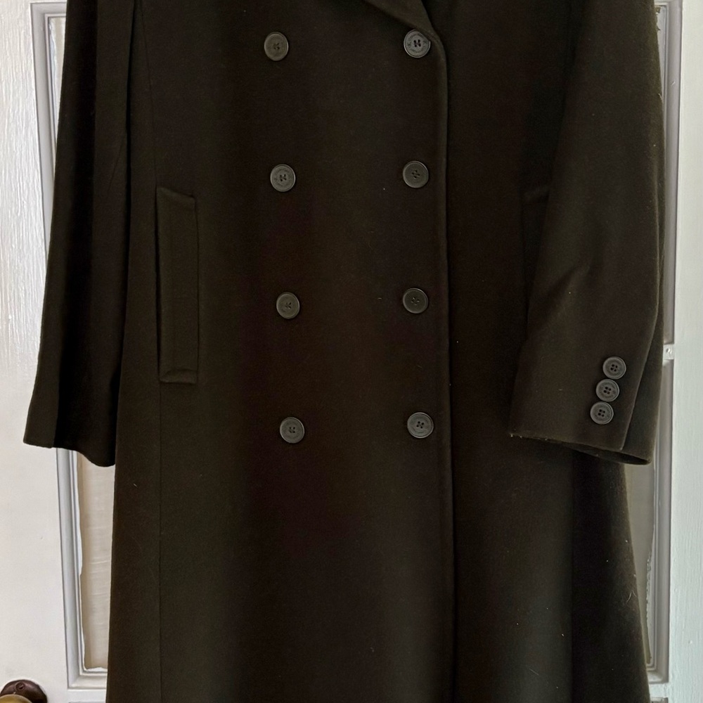 Vintage Calvin Klein Wool Trench Coat, Olive Green, Size 10